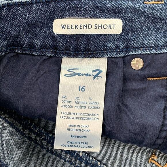 Seven7 sz 16 Jean Shorts Medium Wash Weekend Short Inseam 3" Rolled Hem - Picture 7 of 9
